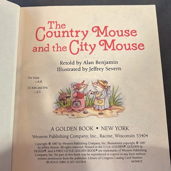 Rare Vintage 80s The Country Mouse and the City Mouse Little Golden Book - Picture 3 of 5